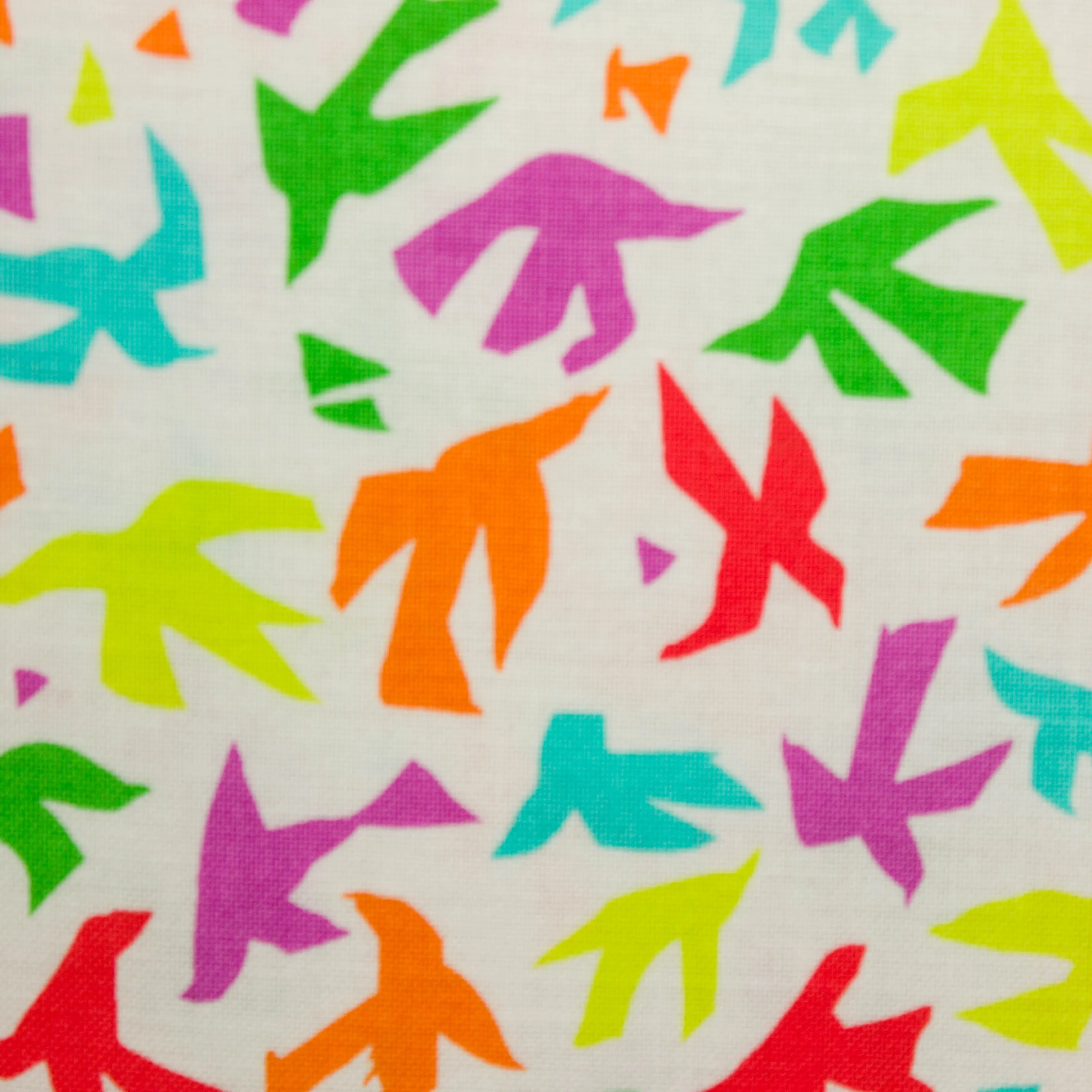 Katoen wit met abstracte vogels